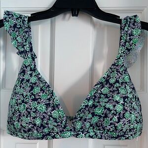 Floral Bikini Top with Ruffle Straps